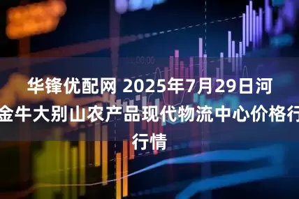 华锋优配网 2025年7月29日河南金牛大别山农产品现代物流中心价格行情